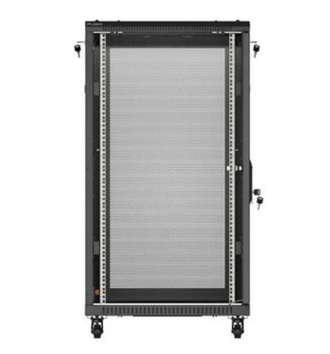 Lanberg Szafa instalacyjna rack stojąca 19" 22U 600x1000 czarna drzwi    perforowane ( flat pack)
