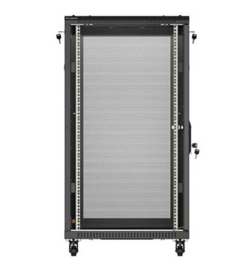Lanberg Szafa instalacyjna rack stojąca 19" 22U 600x1000 czarna drzwi    perforowane ( flat pack)