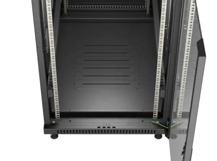 Lanberg Szafa instalacyjna rack stojąca 19" 22U 600x1000 czarna drzwi   przeszkolne ( flat pack)