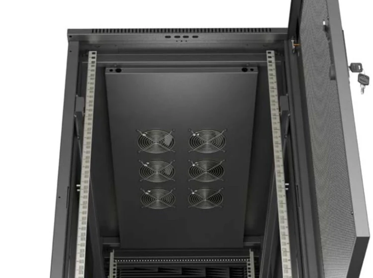 Lanberg Szafa instalacyjna rack stojąca 19" 22U 600x1200 czarna drzwi   perforowane (flat pack)