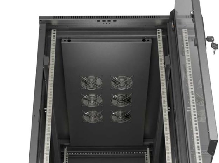 Lanberg Szafa instalacyjna rack stojąca 19" 22U 600x1200 czarna drzwi   przeszklone (flat pack)
