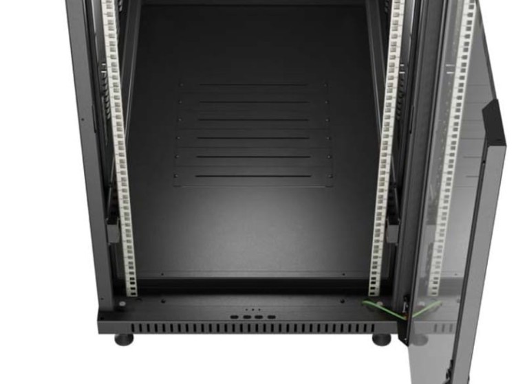 Lanberg Szafa instalacyjna rack stojąca 19" 22U 600x1200 czarna drzwi   przeszklone (flat pack)