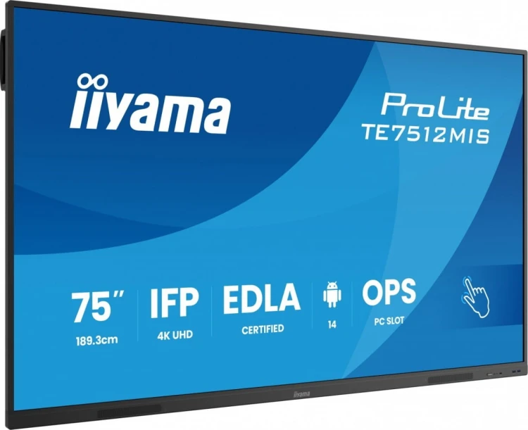 IIYAMA Monitor 75 cali TE7512MIS-B4AG  40pkt,IPS,4K,24/7,7H,                ANDROID 14, RK3576, 8/128GB, EDLA, Essential