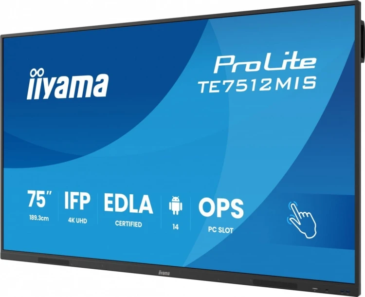 IIYAMA Monitor 75 cali TE7512MIS-B4AG  40pkt,IPS,4K,24/7,7H,                ANDROID 14, RK3576, 8/128GB, EDLA, Essential