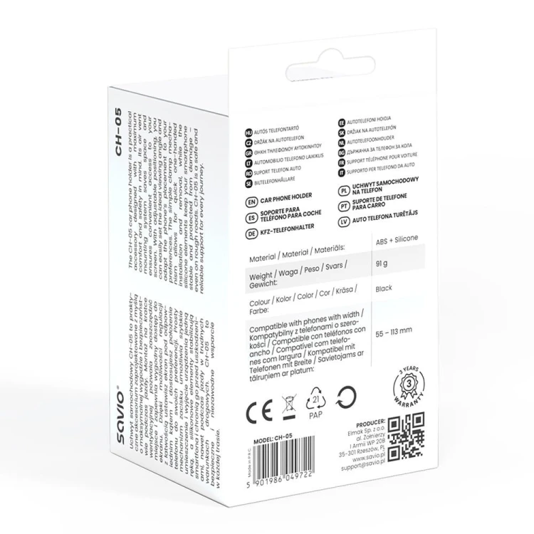 Savio Uchwyt samochodowy na telefon SAVIO CH-05