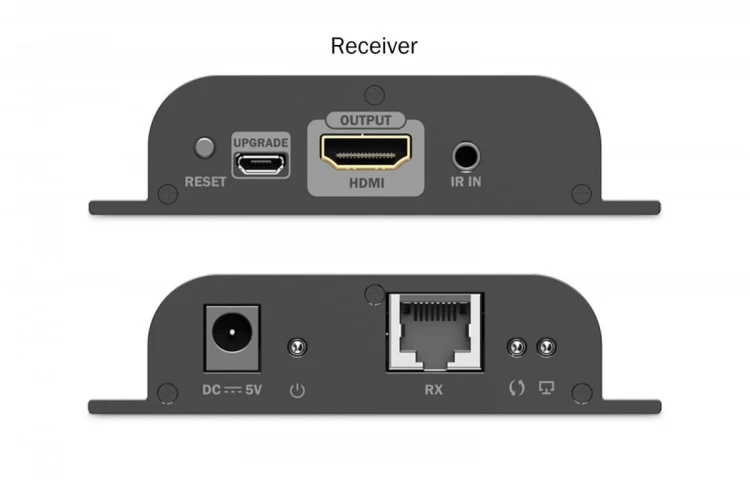 Digitus Przedłużacz (extender) po skrętce kat.6 HDMI 4K/60Hz przez IP 1G lub do 120m/200m, max. 253 odbiorniki, sterowanie IR - zestaw (odbiornik/nada