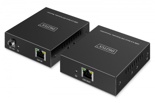 Digitus Przedłużacz (extender) po skrętce kat.6A  USB 3.1 Gen1 do 100m, 3x USB-A, 1x USB-C do 5 Gbps, 1x RJ45 (Gigabit Ethernet) - zestaw (odbiornik/n