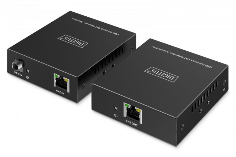 Digitus Przedłużacz (extender) po skrętce kat.6A  USB 3.1 Gen1 do 100m, 3x USB-A, 1x USB-C do 5 Gbps, 1x RJ45 (Gigabit Ethernet) - zestaw (odbiornik/n