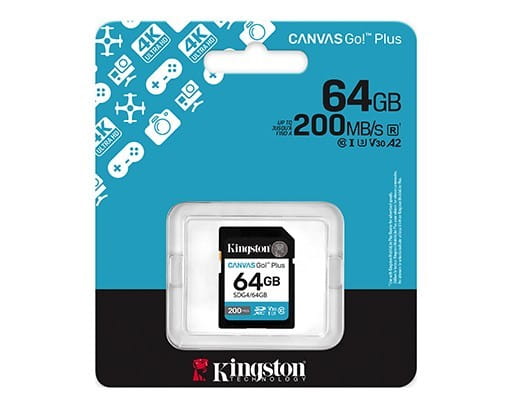 Kingston Karta SD 64GB Canvas Go Plus 200/100 MB/s C10 U3 V30