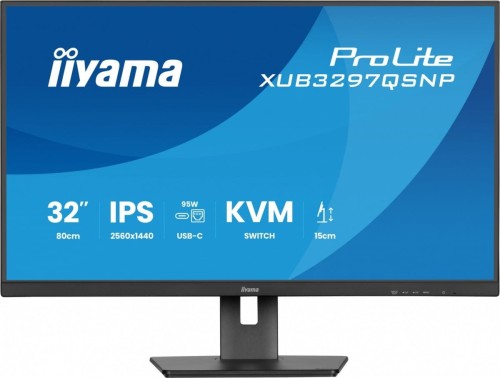 IIYAMA Monitor 32 cale XUB3297QSNP-B1 IPS,QHD,USB-C DOCK (95W), USB HUB 4x, KVM,  RJ45, GW 5 LAT