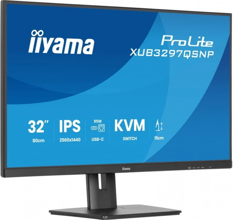 IIYAMA Monitor 32 cale XUB3297QSNP-B1 IPS,QHD,USB-C DOCK (95W), USB HUB 4x, KVM,  RJ45, GW 5 LAT