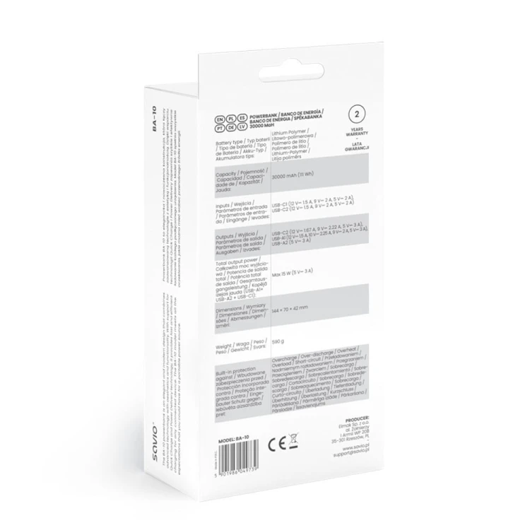 Savio Power bank 30000 mAh, BA-10
