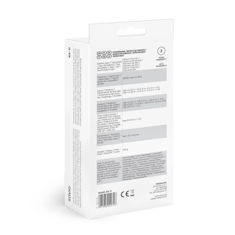 Savio Powerbank 30000 mAh, BA-11