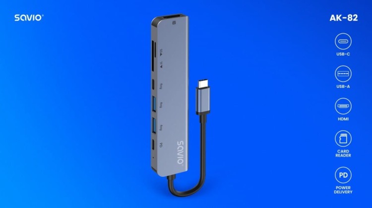 Savio HUB USB-C 7w1 AK-82