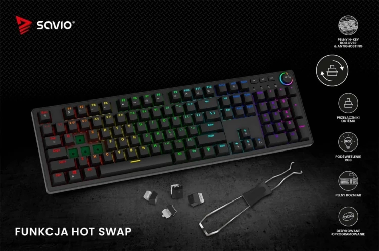 Savio Klawiatura mechaniczna STYX Outemu Brown Hot Swap RGB