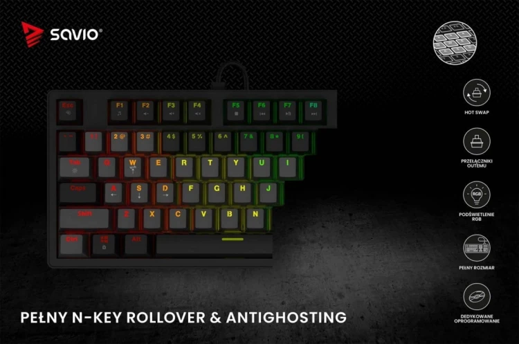 Savio Klawiatura mechaniczna STYX Outemu Brown Hot Swap RGB