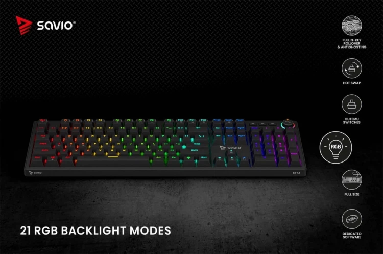 Savio Klawiatura mechaniczna STYX Outemu Red Hot Swap RGB