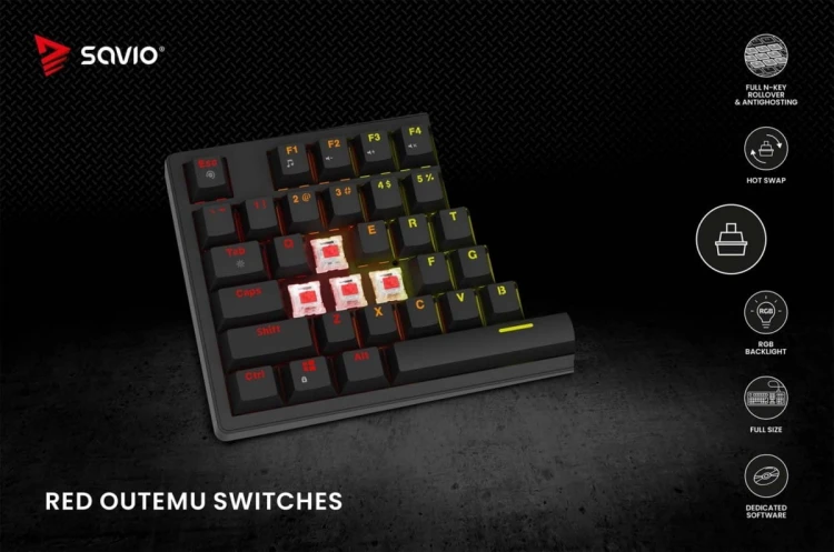Savio Klawiatura mechaniczna STYX Outemu Red Hot Swap RGB