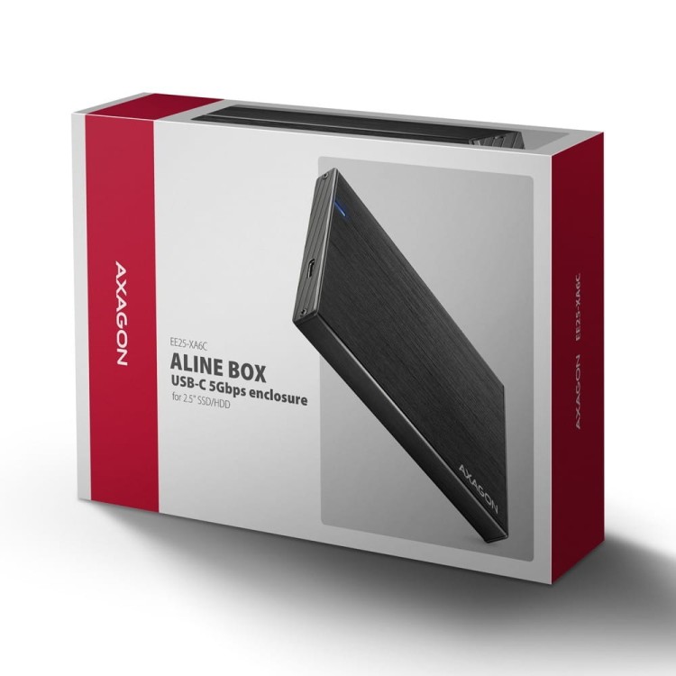 AXAGON EE25-XA6C Obudowa zewnętrzna aluminiowa, USB-C 3.2 Gen 1 SATA 6G 2.5" 5Gbps
