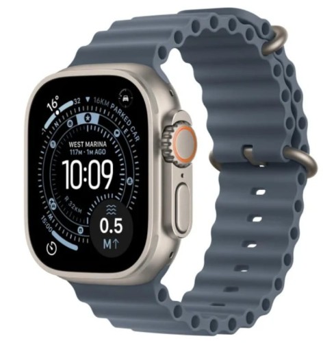 Apple Watch Ultra 3 GPS + Cellular Koperta 49 mm z tytanu w kolorze naturalnym Pasek Ocean w kolorze marynarskiego granatu