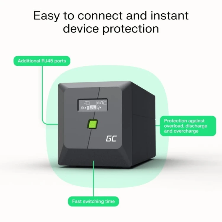 Green Cell Zasilacz awaryjny UPS 1050W/1500VA czysta sinusoida