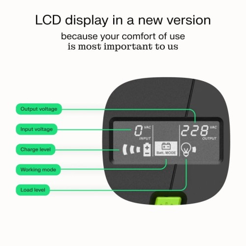 Green Cell Zasilacz awaryjny UPS 700W/1000VA czysta sinusoida