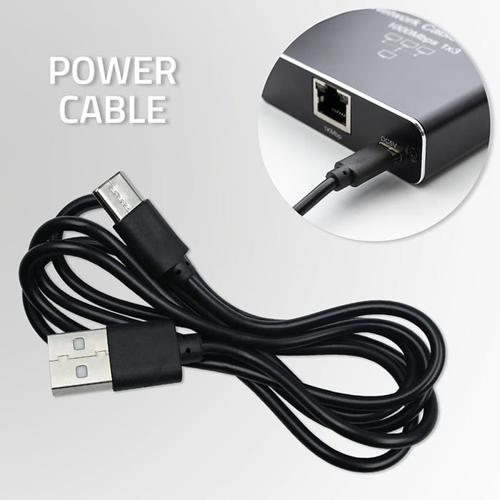 Qoltec Rozdzielacz splitter Ethernet  mini SWITCH 1x4 RJ45 | 1000Mb/s | USB-C | Aluminium