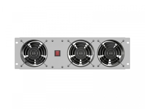 Lanberg Panel wentylacyjny pionowy 19 cali 3U do szaf rack, trzy wentylatory, 230V, szary