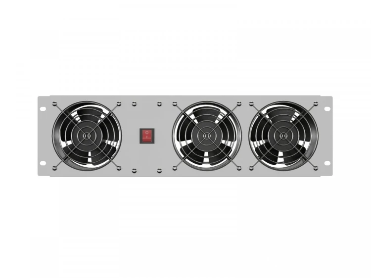 Lanberg Panel wentylacyjny pionowy 19 cali 3U do szaf rack, trzy wentylatory, 230V, szary