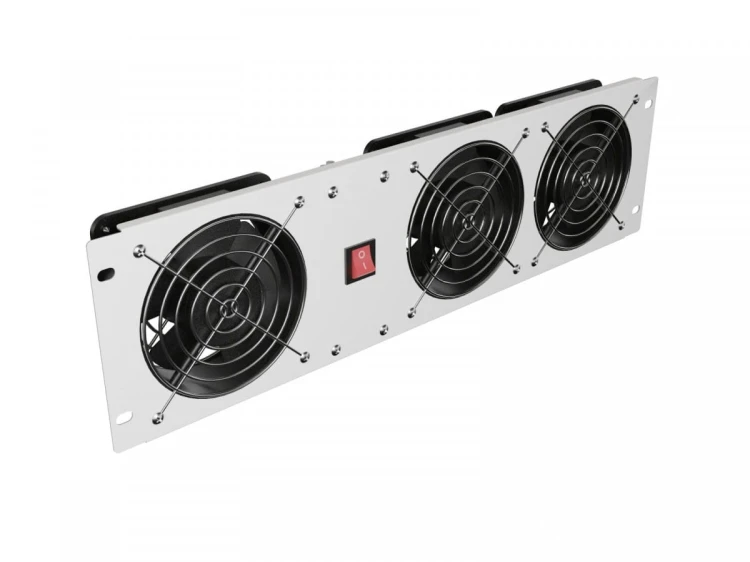 Lanberg Panel wentylacyjny pionowy 19 cali 3U do szaf rack, trzy wentylatory, 230V, szary