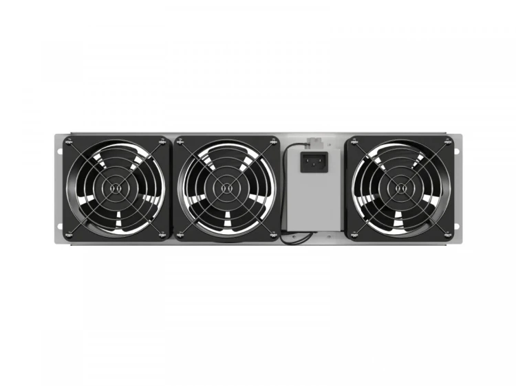 Lanberg Panel wentylacyjny pionowy 19 cali 3U do szaf rack, trzy wentylatory, 230V, szary