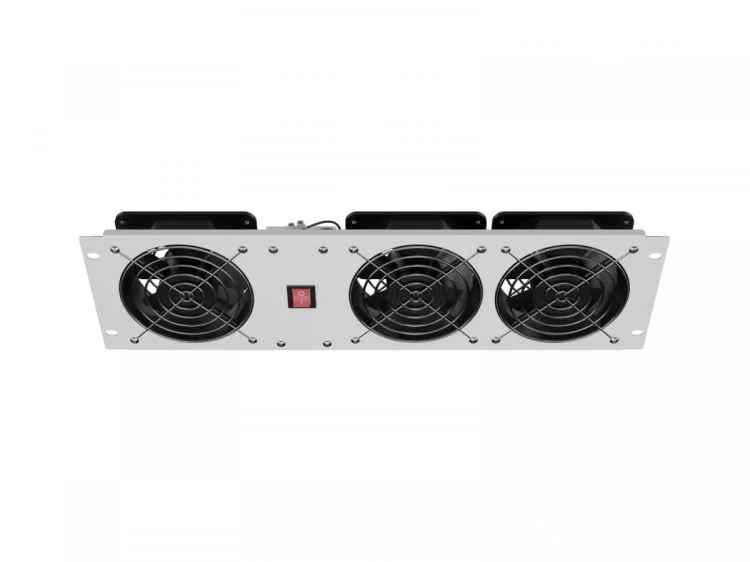 Lanberg Panel wentylacyjny pionowy 19 cali 3U do szaf rack, trzy wentylatory, 230V, szary