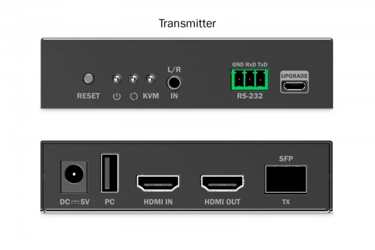Digitus Przedłużacz (extender) światłowodowy HDMI 4K/60Hz z KVM USB 1.1 przez IP 1G lub do 40km/300m, max. 253 odbiorniki, HDMI Loop-Out, Audio - zest
