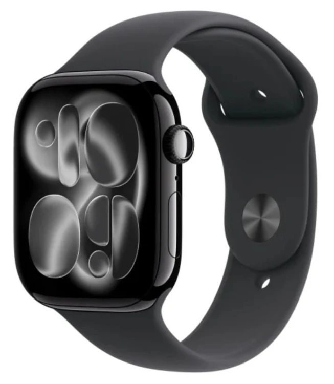 Apple Watch Series 11 GPS+Cellular koperta 42 mm z aluminium w kolorze onyksu, pasek sportowy w kolorze czarnym - rozmiar S/M