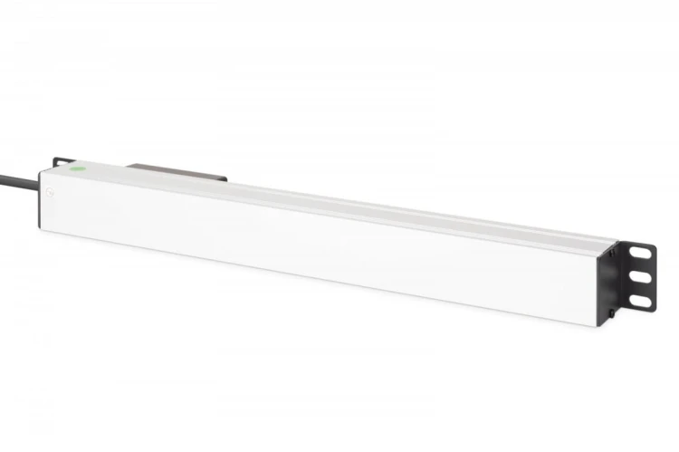 Digitus Listwa zasilająca PDU Rack 19" z wyłącznikiem nadprądowym Typ C 16A, 7 gniazd Schuko CEE 7/3 (45°), kabel 1,8m wtyk Unischuko CEE 7/7, 16A, al