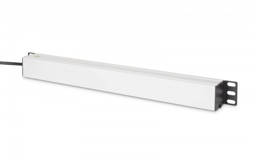 Digitus Listwa zasilająca PDU Rack 19" z bezpiecznikiem przeciążeniowym, 9 gniazd Schuko CEE 7/3 (45°), kabel 2m wtyk IEC C14, 10A, aluminiowa