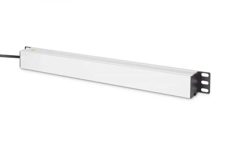 Digitus Listwa zasilająca PDU Rack 19" z bezpiecznikiem przeciążeniowym, 9 gniazd Schuko CEE 7/3 (45°), kabel 2m wtyk IEC C14, 10A, aluminiowa