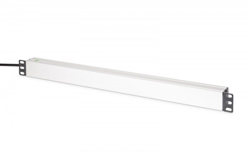 Digitus Listwa zasilająca PDU Rack (620mm) z zabezpieczeniem przeciwprzepięciowym + filtr EMI/RFI, 9 gniazd Schuko CEE 7/3 (45°), kabel 2m wtyk Unisch