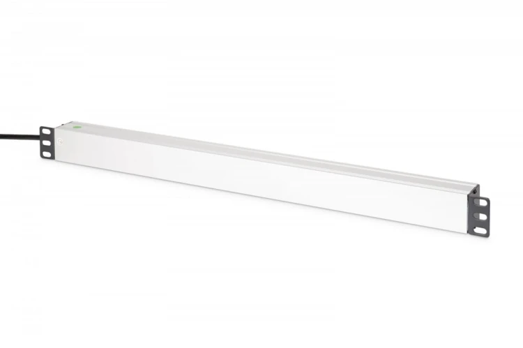 Digitus Listwa zasilająca PDU Rack (620mm) z zabezpieczeniem przeciwprzepięciowym + filtr EMI/RFI, 9 gniazd Schuko CEE 7/3 (45°), kabel 2m wtyk Unisch