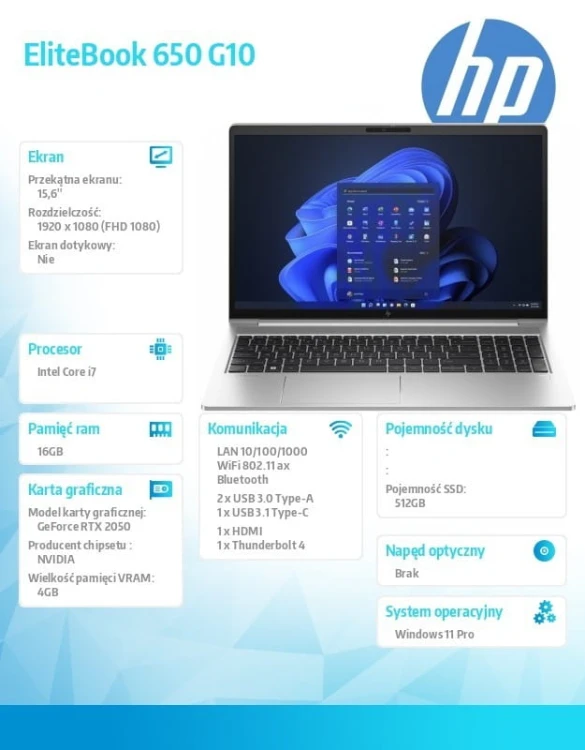 HP Inc. Notebook EliteBook 650 G10 i7-1355U 512GB/16GB/W11P/15.6 968N0ET