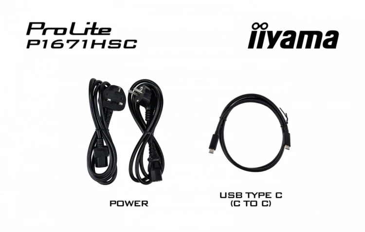IIYAMA Monitor 15.6 cala P1671HSC-B1 IPS,FHD,miniHDMI,2xUSBC,250cd,8ms,2x1W,  0,7kg