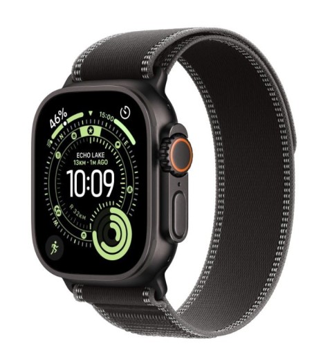 Apple Watch Ultra 3 GPS + Cellular koperta 49 mm z tytanu w kolorze czarnym, opaska Trail w kolorze czarnym/wÄgla drzewnego - rozmiar M/L