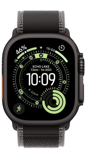 Apple Watch Ultra 3 GPS + Cellular koperta 49 mm z tytanu w kolorze czarnym, opaska Trail w kolorze czarnym/wÄgla drzewnego - rozmiar M/L