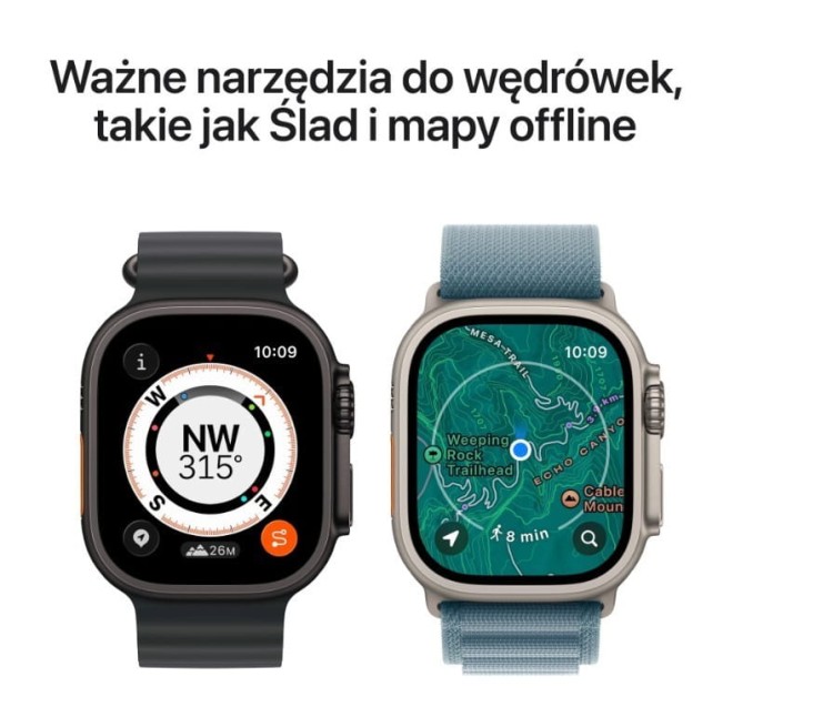 Apple Watch Ultra 3 GPS + Cellular koperta 49 mm z tytanu w kolorze czarnym, opaska Trail w kolorze czarnym/wÄgla drzewnego - rozmiar M/L