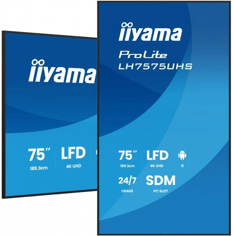 IIYAMA Monitor 75 cali LH7575UHS-B2AG,24/7,IPS,ANDROID.11,4K,  WiFi,         iiSignage2, FailOver, EShare, 24/7, full daisy chain