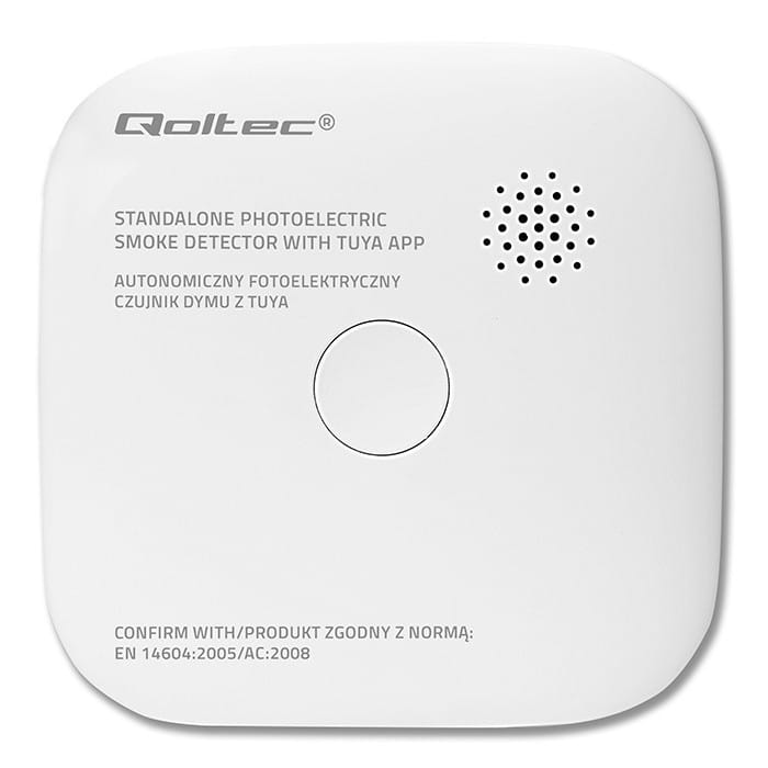 Qoltec Czujnik dymu z baterią | Tuya | Wi-Fi | alarm 85dB | LED