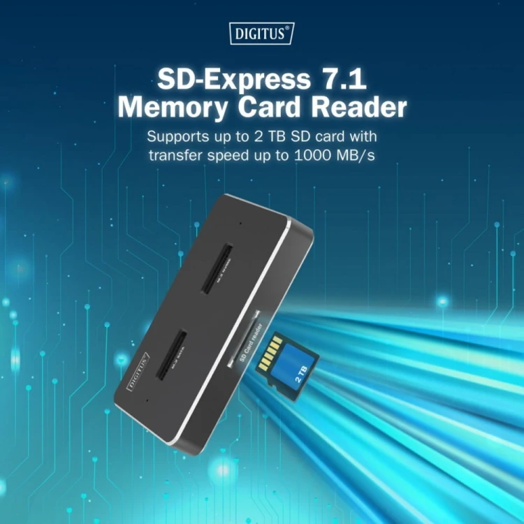 Digitus Stacja dokująca USB-C 3.2 Gen2 dla dysków SSD M.2 Duo NVMe oraz SATA (max. 2x 4 TB) z czytnikiem kart SD-Express 7.1 (max. 2 TB), czarna