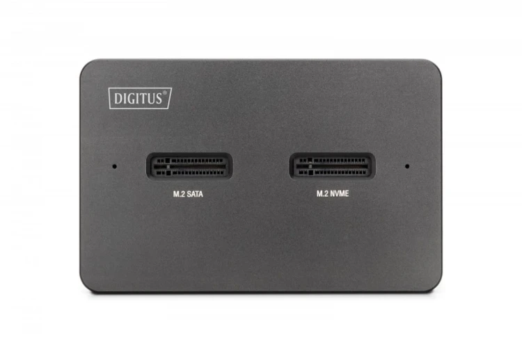 Digitus Stacja dokująca USB-C 3.2 Gen2 dla dysków SSD M.2 Duo NVMe oraz SATA (max. 2x 4 TB) z czytnikiem kart SD-Express 7.1 (max. 2 TB), czarna