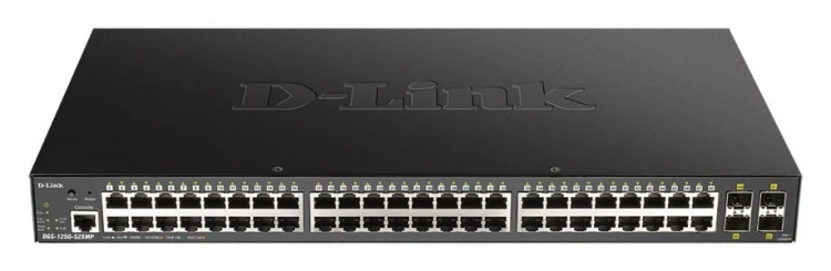 D-Link Przełącznik DGS-1250-52XMP 48GE PoE+ 4SFP+