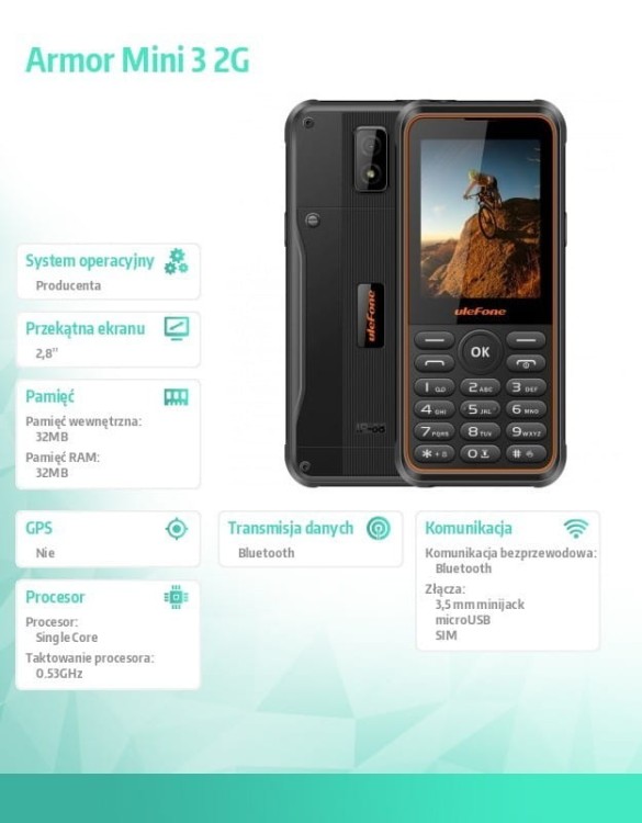 ULEFONE Telefon Armor Mini 3 2G 2,8" Czarny